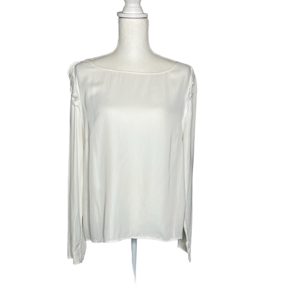 Reiss Long Sleeve Frill Shoulder Emilia Top